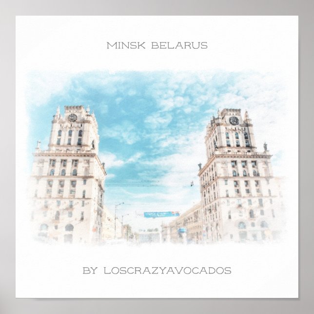 Póster de Arquitectura de la Ciudad de Minsk Bielo (Frente)