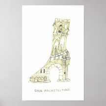 Póster de Arquitectura de Zapatos (Sepia)