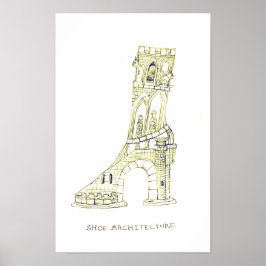 Póster de Arquitectura de Zapatos (Sepia)