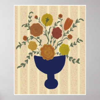 Poster de arreglos de flores de arte popular
