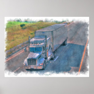 Poster de arte 6 de la autopista de camiones de ca