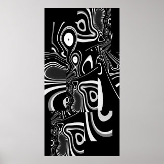 Poster de arte abstracto Blanco negro ultraconserv