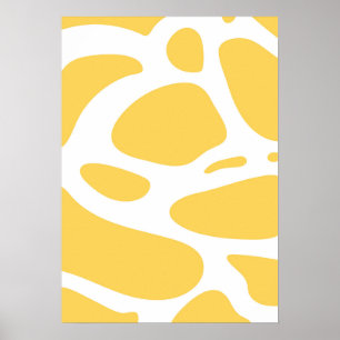 Poster de arte abstracto blanco y amarillo
