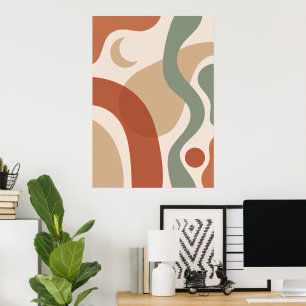 Póster de arte abstracto boho terracota y salvia d