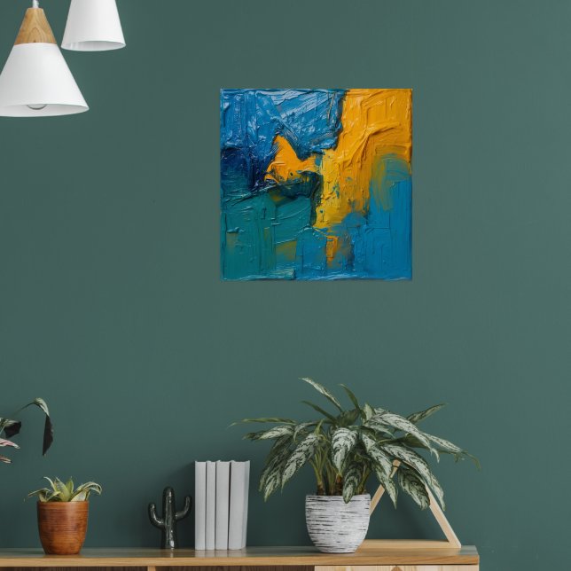 Póster de arte abstracto con empaste de color azul (Salón 1)