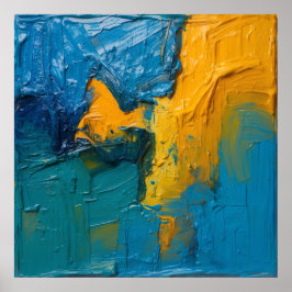 Póster de arte abstracto con empaste de color azul