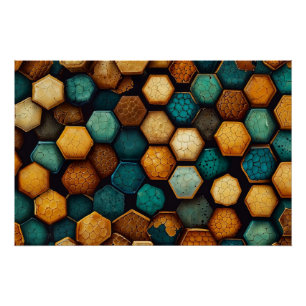 Poster de arte abstracto con textura de abeja rust