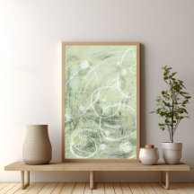 Póster de arte abstracto contemporáneo en verde sa