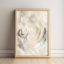 Póster de arte abstracto contemporáneo gris beige