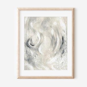 Póster de Arte Abstracto Contemporáneo Marfil Gris