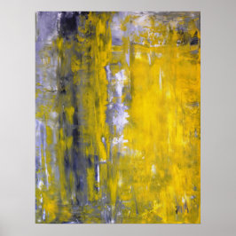 poster de arte abstracto "curioso" gris y amarillo