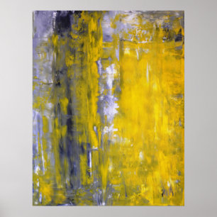 poster de arte abstracto "curioso" gris y amarillo