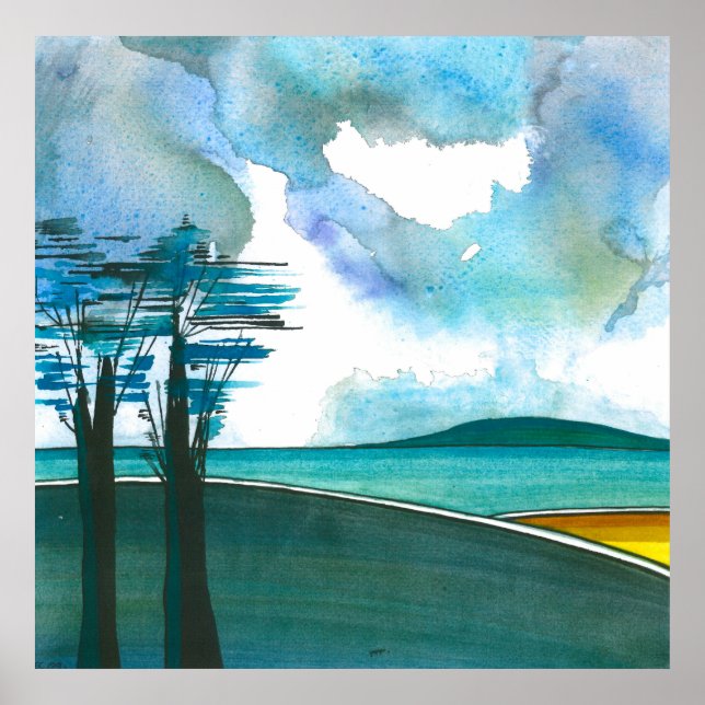 Poster de arte abstracto de Blue Island/impresión  (Frente)