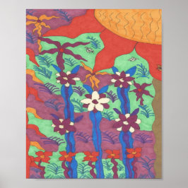Póster de arte abstracto de la vida en el jardín