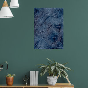 Póster de Arte Abstracto de Mármol Azul Índigo Osc