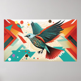 Poster de arte abstracto de pájaro