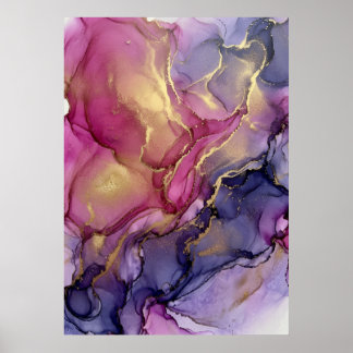 Póster de Arte Abstracto de Tinta Alcoholica Rosa