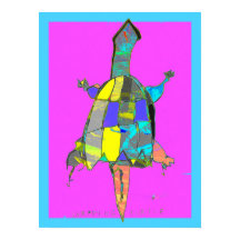 Póster de arte abstracto de tortuga mordedora