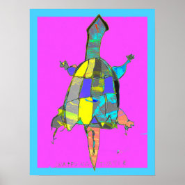 Póster de arte abstracto de tortuga mordedora