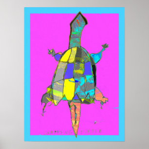 Póster de arte abstracto de tortuga mordedora