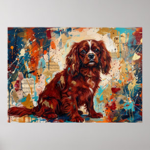Póster de arte abstracto del Cavalier King Charles