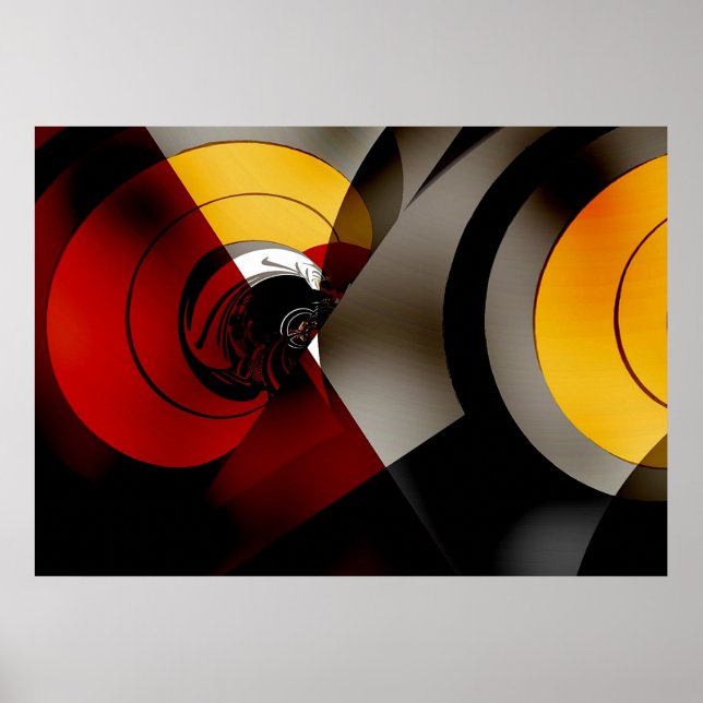 Póster de arte abstracto Espacio Lunar Rojo Amaril (Frente)