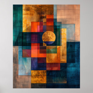 Póster de Arte Abstracto Geométrico de Lujo para P