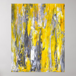 poster de arte abstracto gris y amarillo