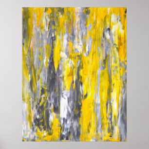 poster de arte abstracto gris y amarillo