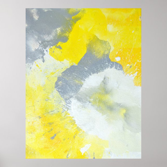 poster de arte abstracto gris y amarillo (Frente)