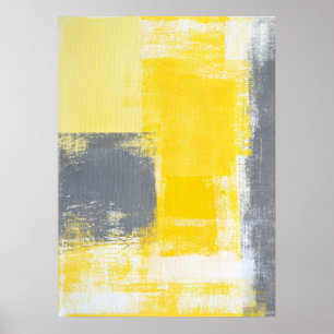 poster de arte abstracto gris y amarillo