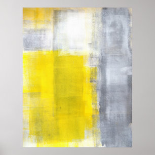 poster de arte abstracto gris y amarillo
