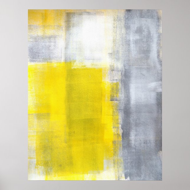 poster de arte abstracto gris y amarillo (Frente)