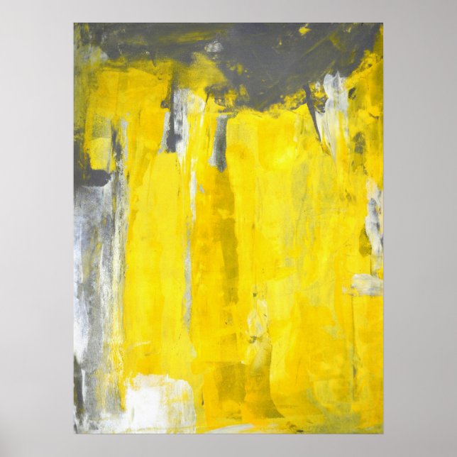 poster de arte abstracto gris y amarillo 'quinto' (Frente)