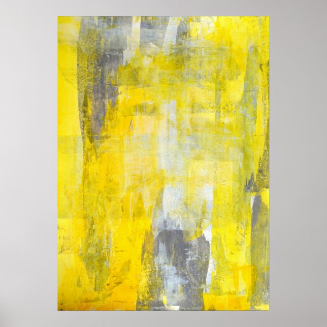 poster de arte abstracto gris y amarillo "Up and D (Frente)