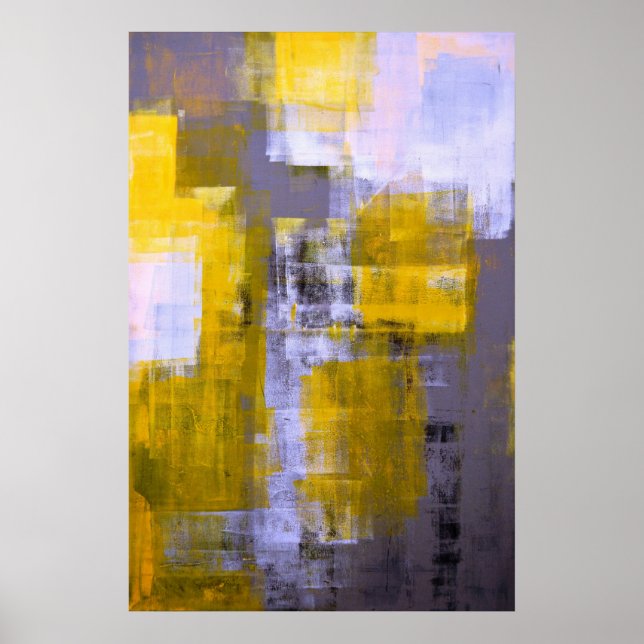 poster de arte abstracto "instantáneo" gris y amar (Frente)