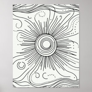 Póster de arte abstracto minimalista del sol