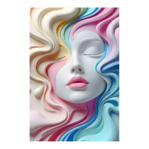 Póster de arte abstracto moderno pastel de cara 3D