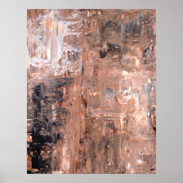 Poster de arte abstracto negro y marrón (Frente)