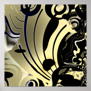Póster de Arte Abstracto Noche Dorada