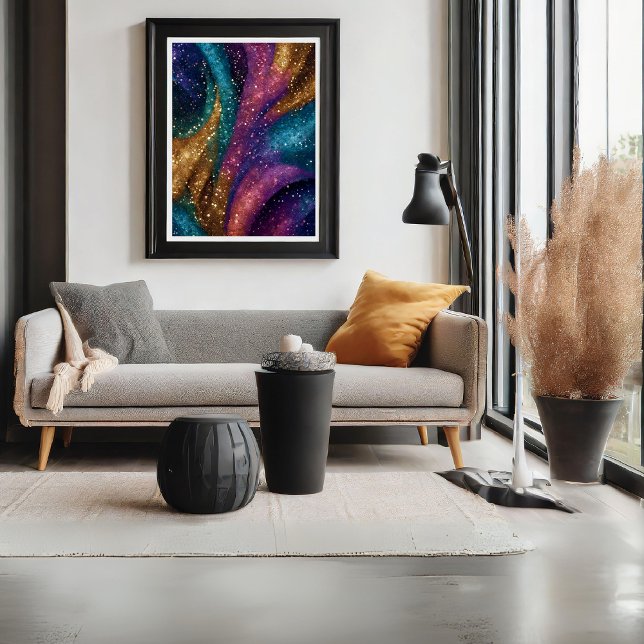 Póster de Arte Abstracto Rosa Brillante (Glitter Abstract Pink Art Poster)