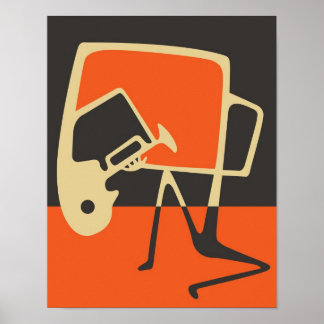 Poster de arte abstracto saxofónico de Blues y Jaz