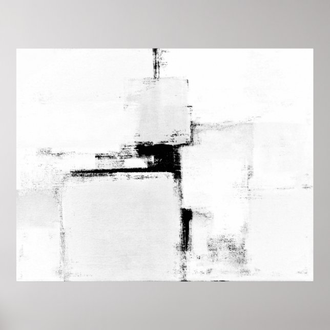 poster de arte abstracto "Surround" en blanco y ne (Frente)