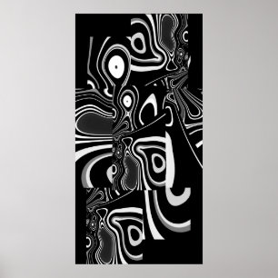 Póster de Arte Abstracto Ultra Moderno Blanco Negr