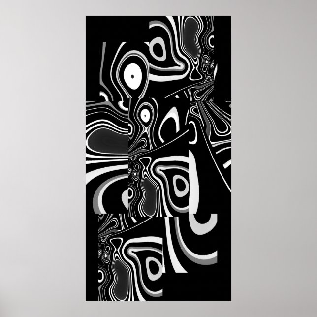 Póster de Arte Abstracto Ultra Moderno Blanco Negr (Frente)