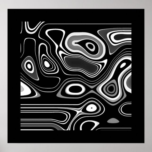 Póster de Arte Abstracto Ultra Moderno Blanco y Ne (Frente)