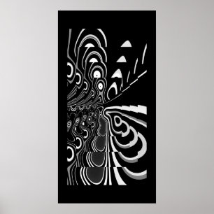 Póster de Arte Abstracto Ultra Moderno Gris Blanco