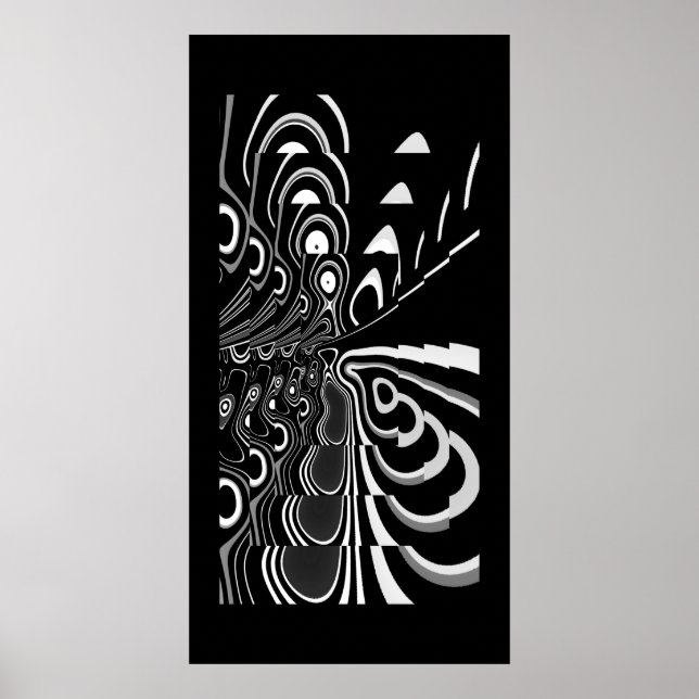 Póster de Arte Abstracto Ultra Moderno Gris Blanco (Frente)