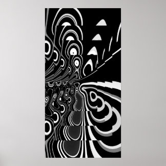 Póster de Arte Abstracto Ultra Moderno Negro Blanc