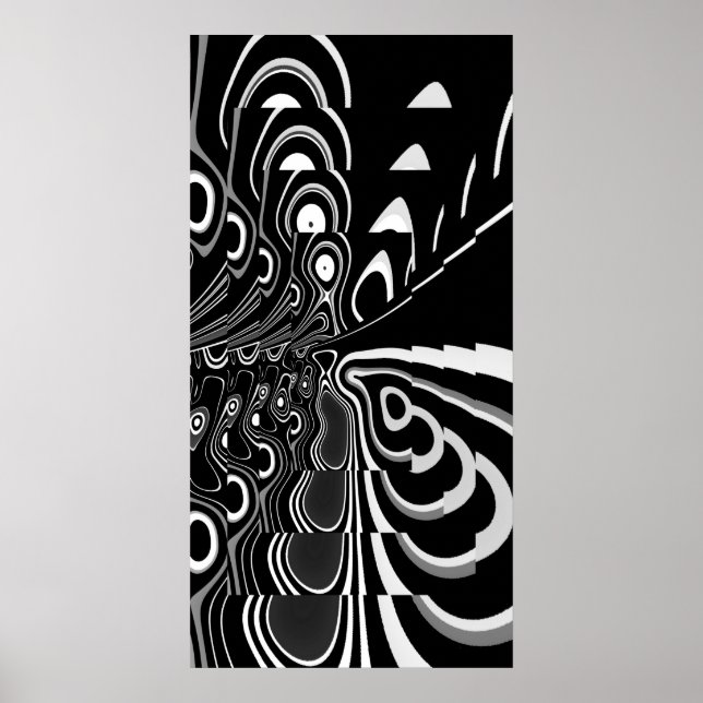 Póster de Arte Abstracto Ultra Moderno Negro Blanc (Frente)